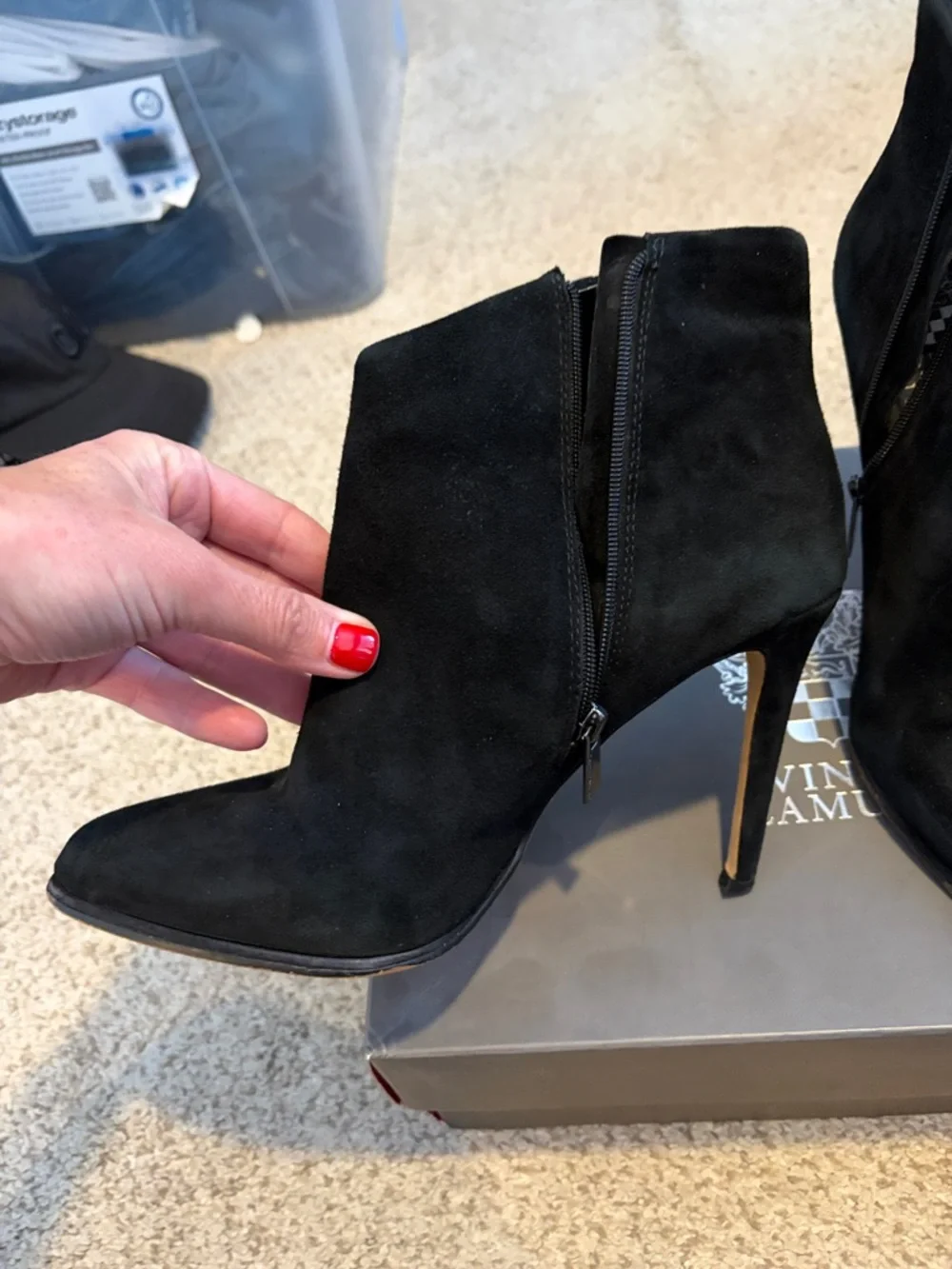 Vince Camuto Lorenza Black Suede Bootie, 8